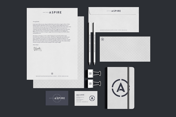 Anton Aspire Stationery - Unsung Studio Branding