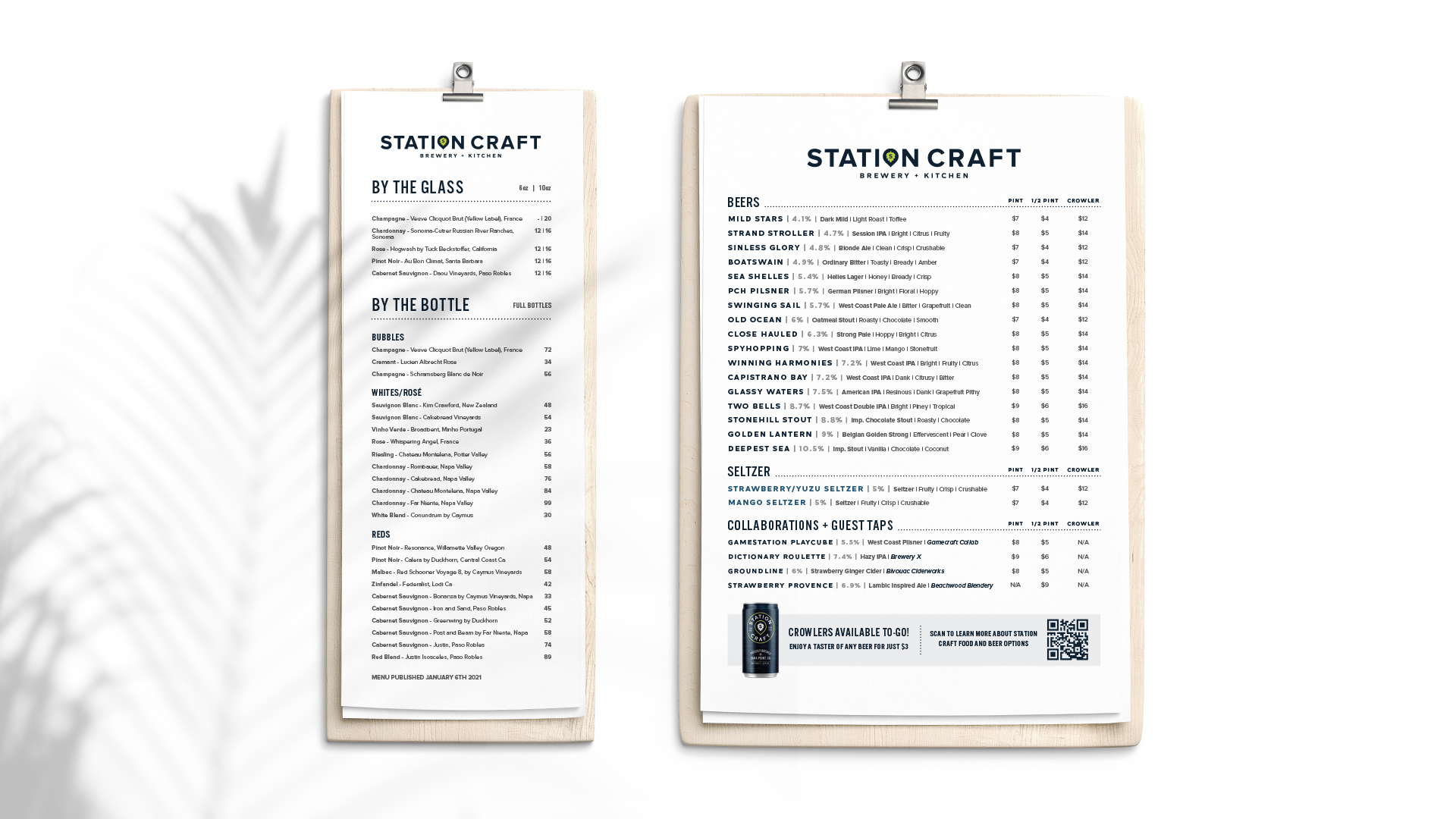 Station Craft Menu Design - Unsung Studio Branding