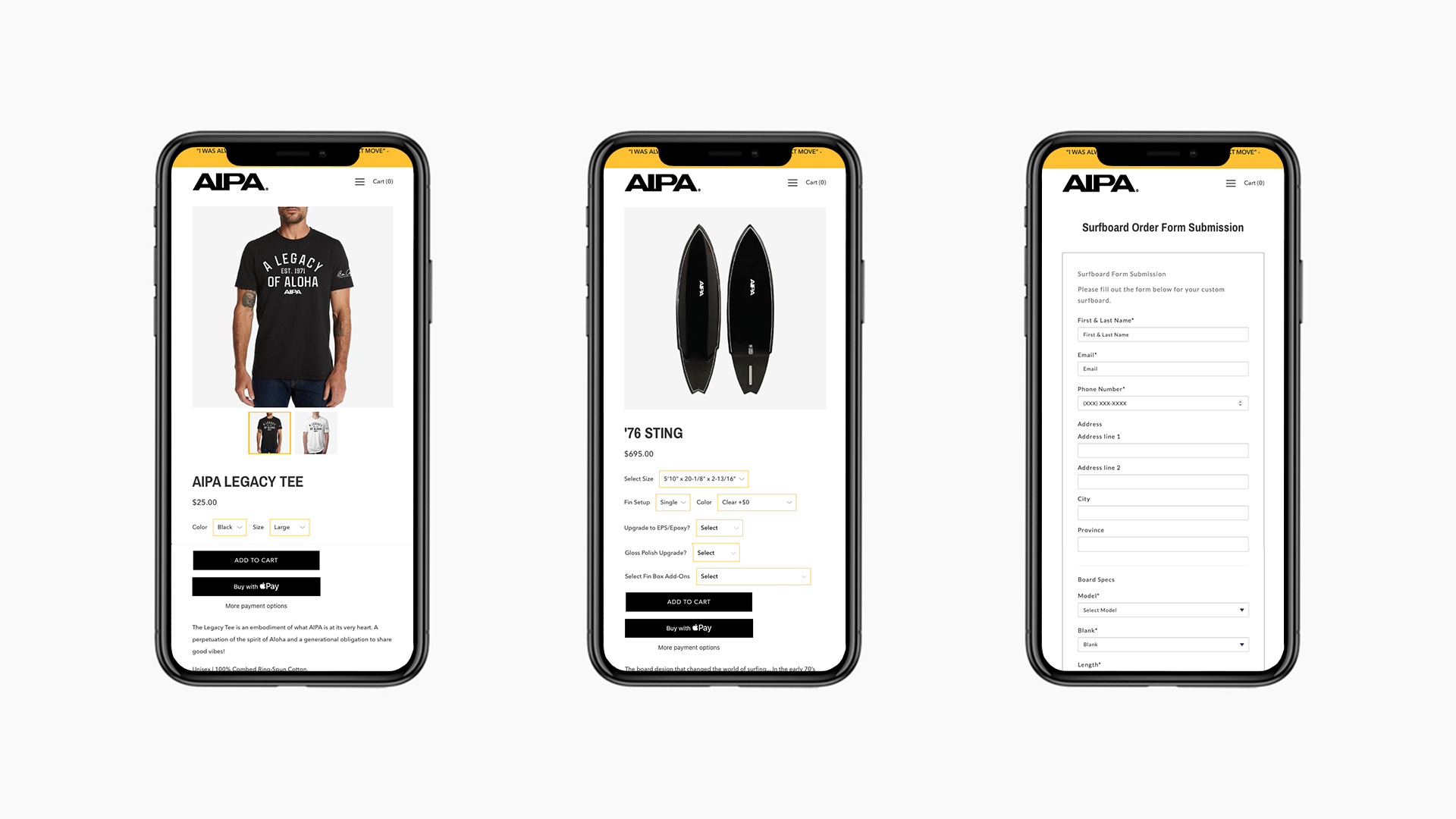 Aipa Surf Shopify Website - Unsung Studio Web Design